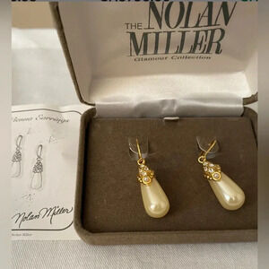 Nolan Miller Gold and Pearl Drop Earrings